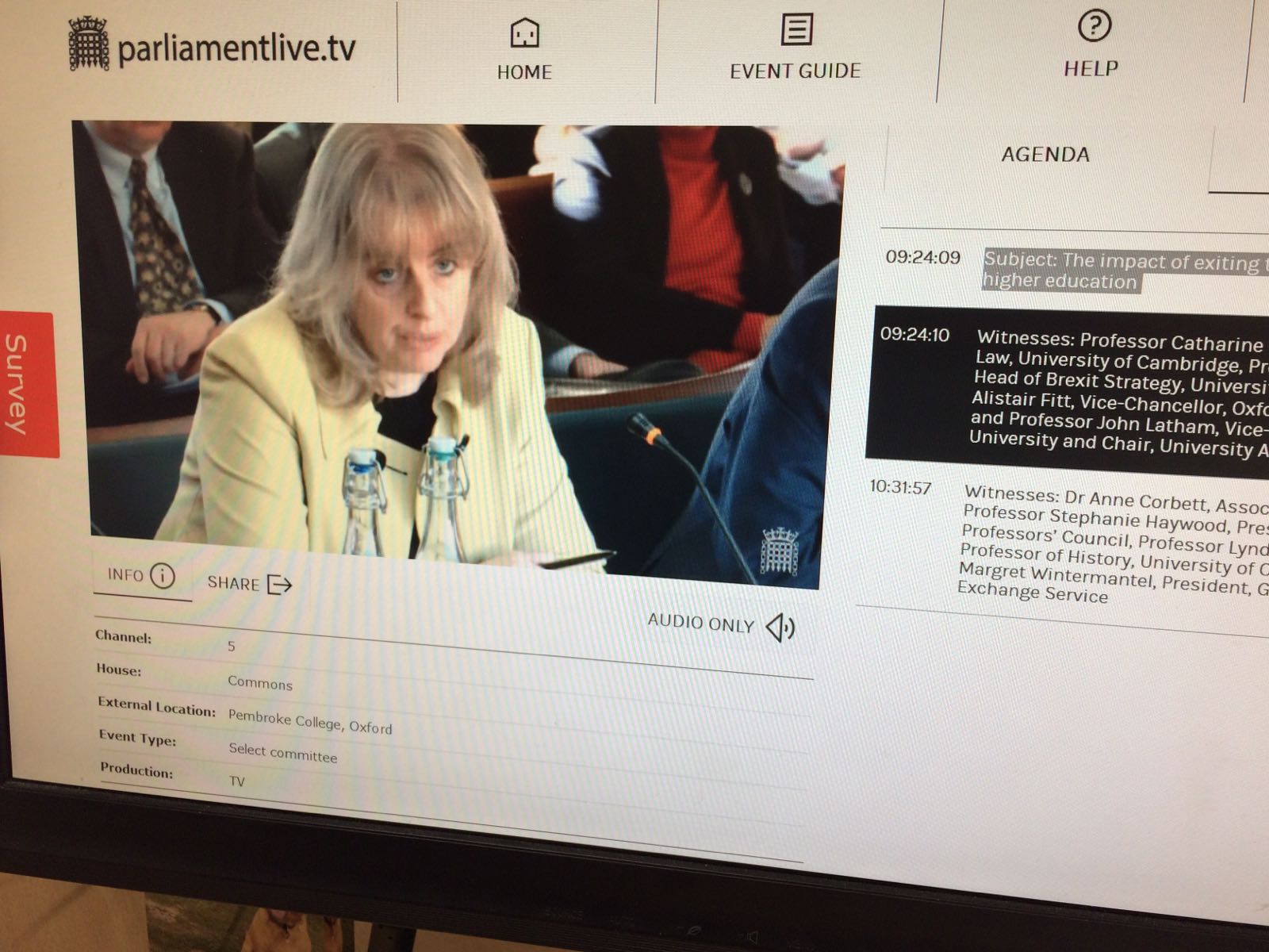 Catherine giving evidence to House of Commons Select Committee.JPG